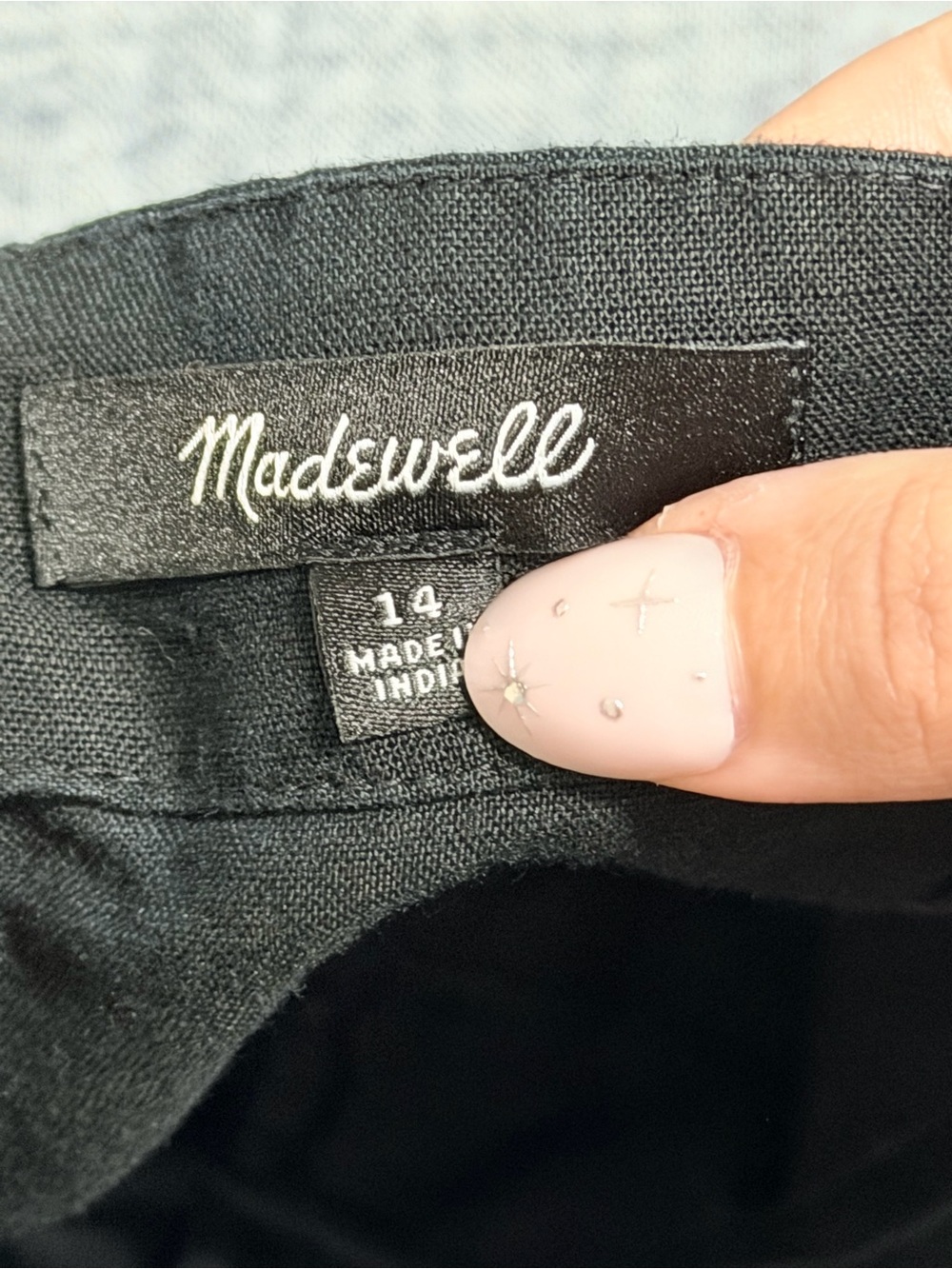 Madewell Tie Waist Romer True Black Linen Cotton Viscose Blend Size 14 - Picture 6 of 7